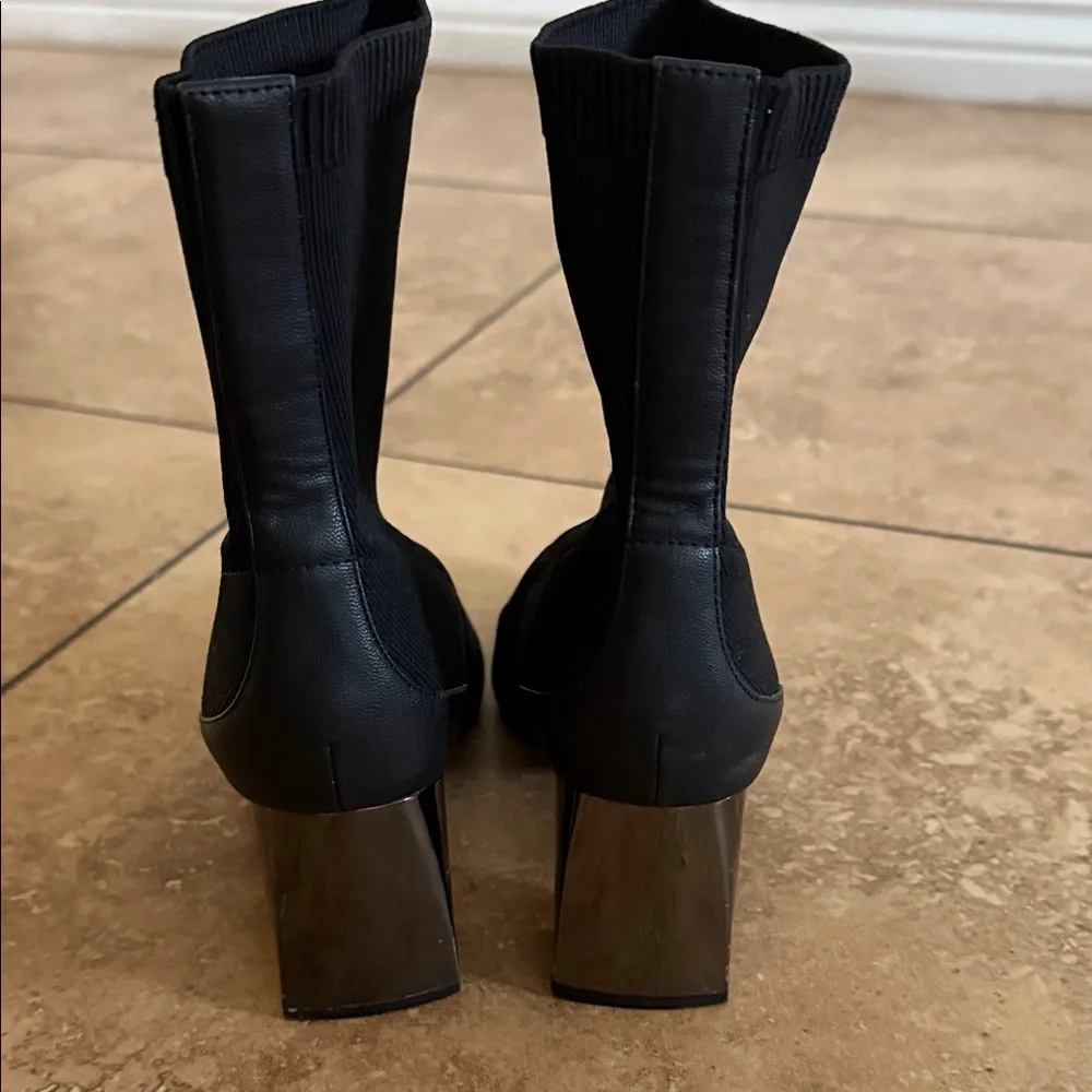 Zara Black Heeled Sock Boots - Picture 3 of 7